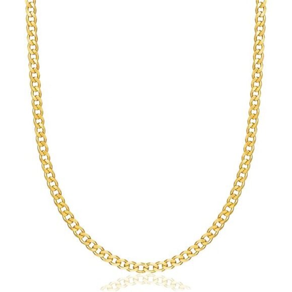 18K Gold Plated Curb/Cuban Link Gold Chain Necklace
